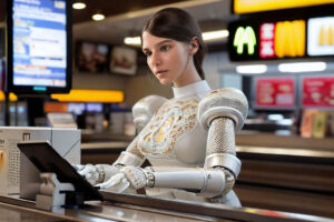 Humanoid AI Robot working at Mcdonalds